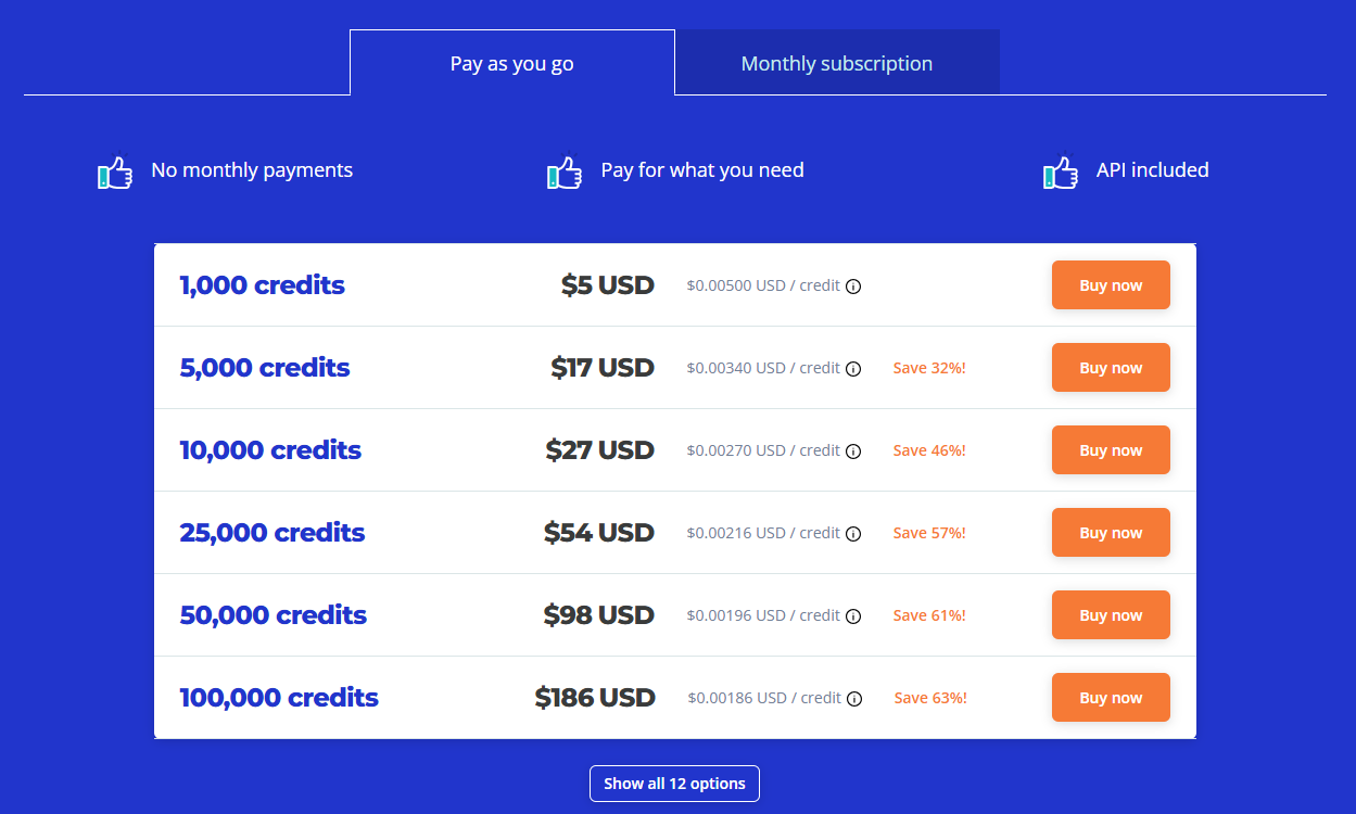 EmailListVerify Pricing
