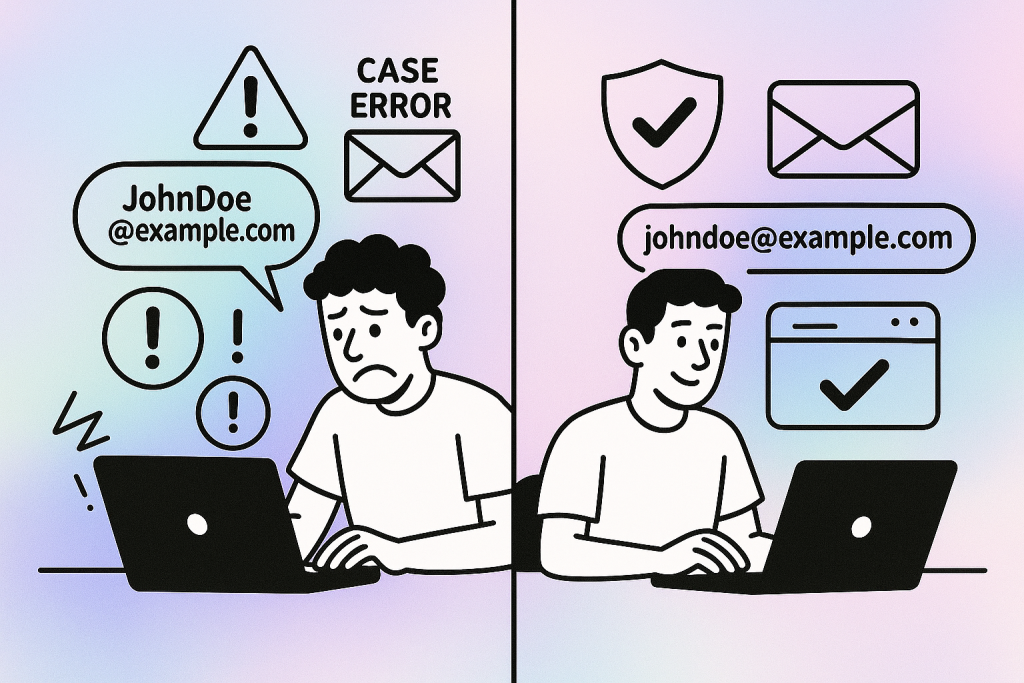 A split-screen illustration of two people using laptops for email, one with errors and the other working perfectly well So, when it comes to building your apps and email services, what should you do? What should you consider? What do you need to focus on?