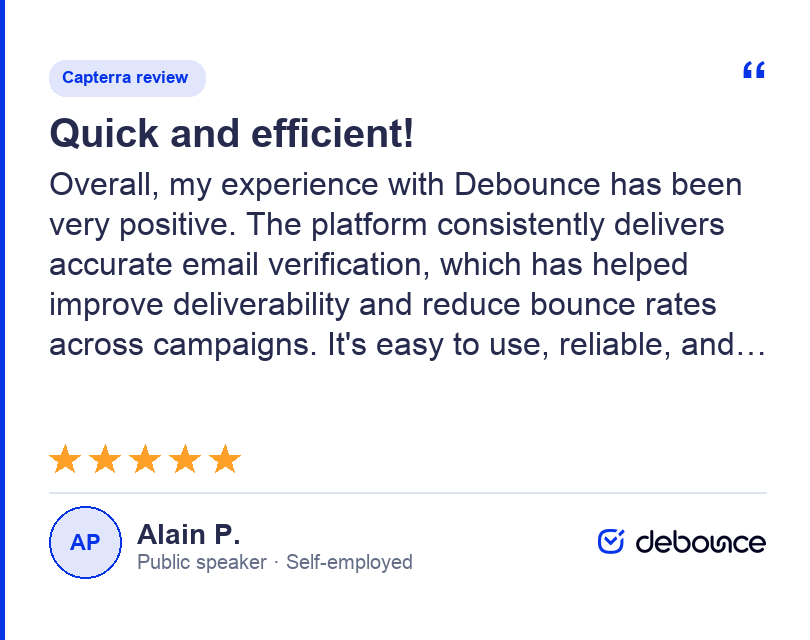 DeBounce Rezension von Alain P. zu Capterra
