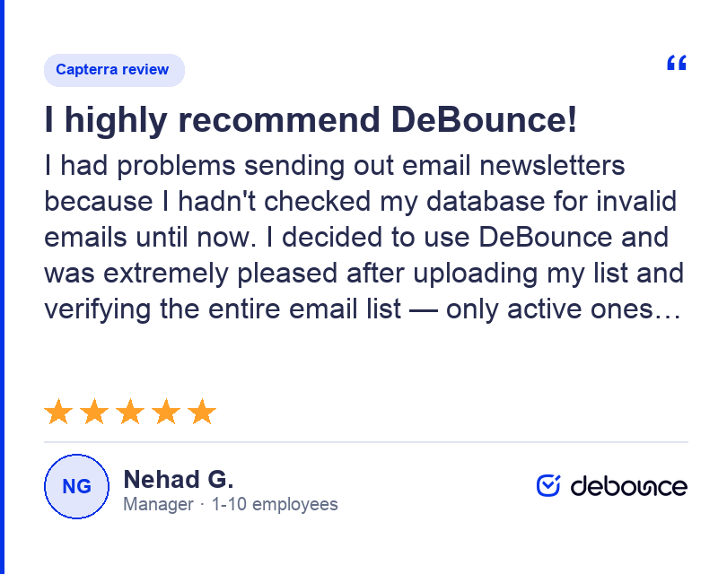 DeBounce Rezension von Nehad G. zu Capterra